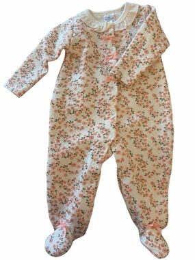 Baby Girls Floral Footed One-Piece - Pink Cream 3-6 months